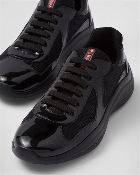 black prada trainers selfridges|Black Leather And Shearling Sneakers .